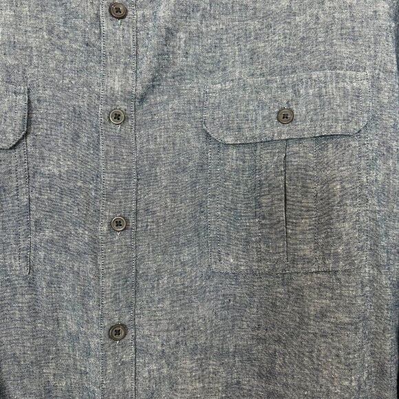 Marc Anthony Chambray Linen Blend Slim-Fit Long Sleeves Button-Down Shirt, XL - Picture 5 of 7
